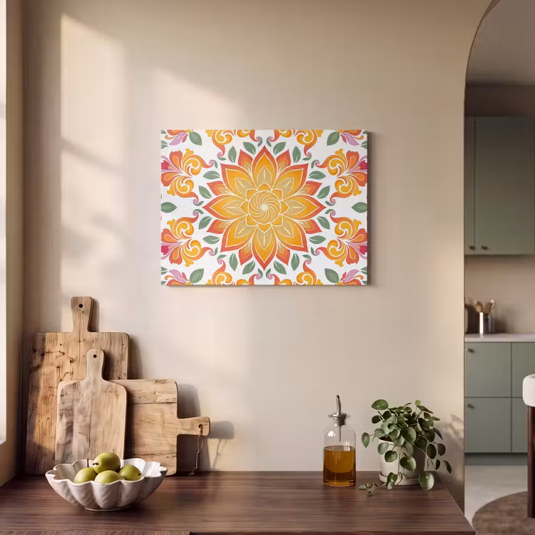 Mandala - Bloemen - Decoratie - Kleurrijk - Abstract PET vilt klein -sfeer2