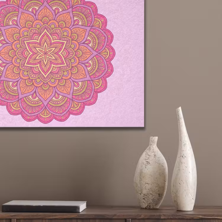 Mandala - Cirkel - Spiritueel - Oosters - Roze PET vilt klein -sfeer6_closeup