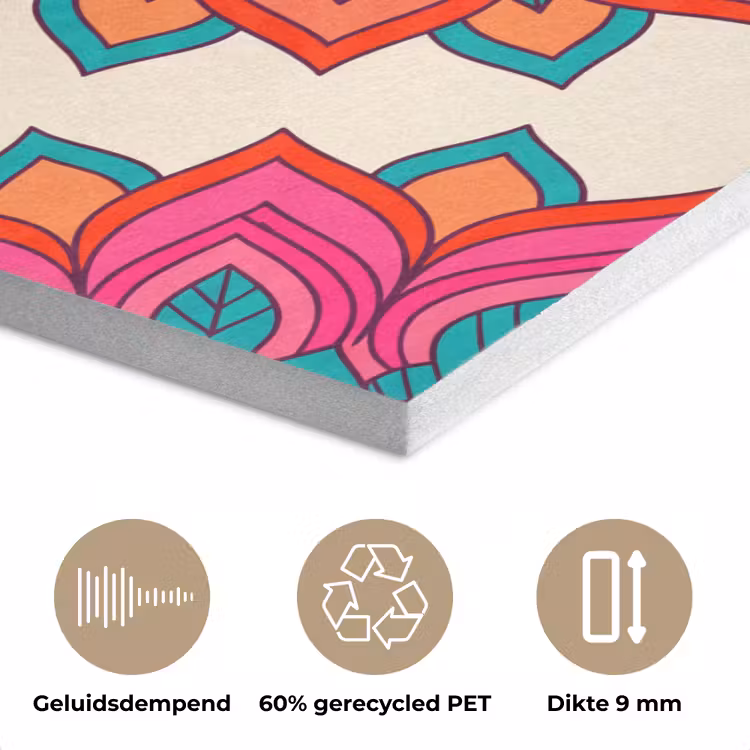 Mandala - Patroon - Abstract - Kleurrijk - Modern PET vilt klein -closeup_NL
