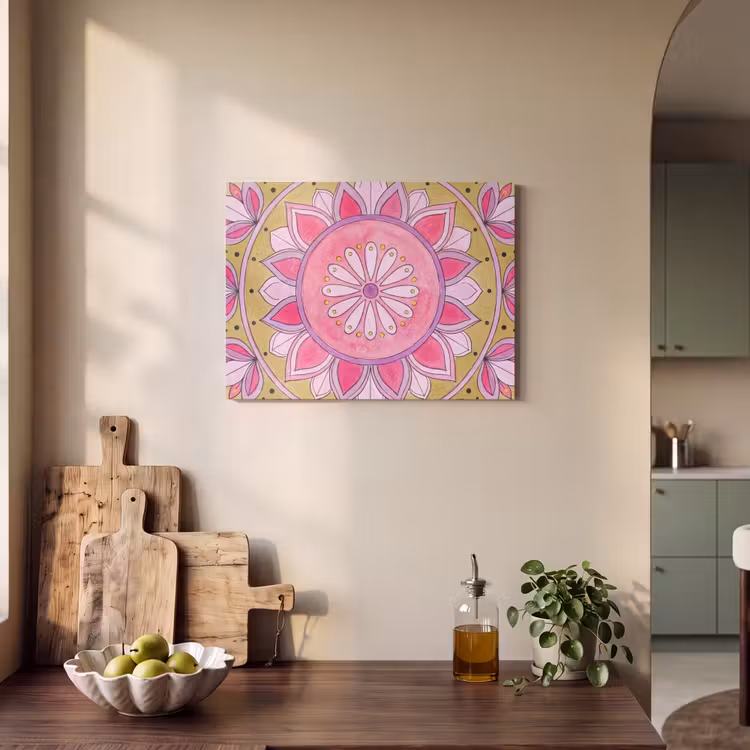 Mandala - Patroon - Kunst - Aquarel - Roze PET vilt klein -sfeer2