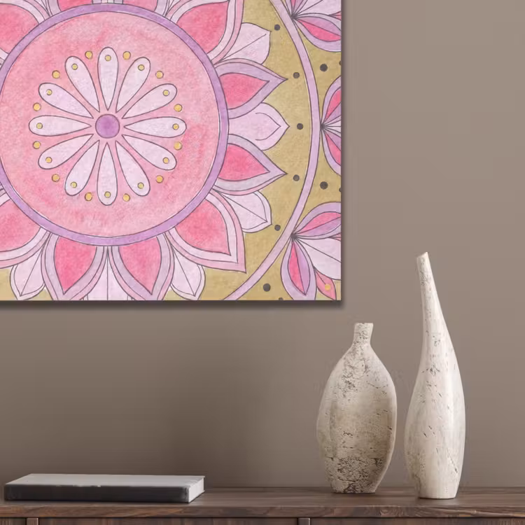 Mandala - Patroon - Kunst - Aquarel - Roze PET vilt klein -sfeer6_closeup