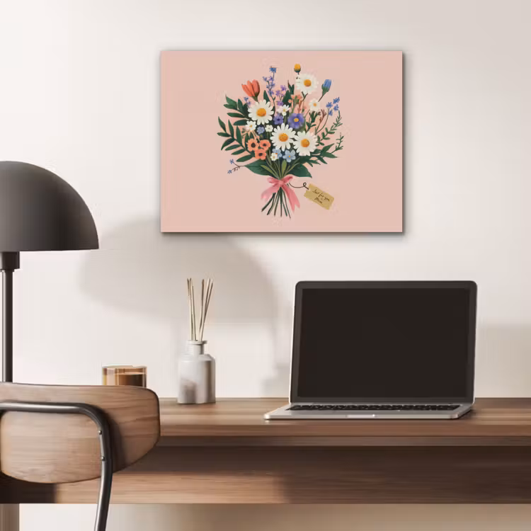 Margrieten - Boeket - Strikje - Roze PET vilt klein -sfeer5