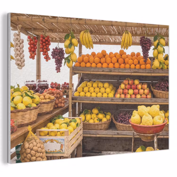 Akoestisch schilderij - Marktkraam - Fruit - Vers - Marktkraam - Fruit - Vers PET vilt klein