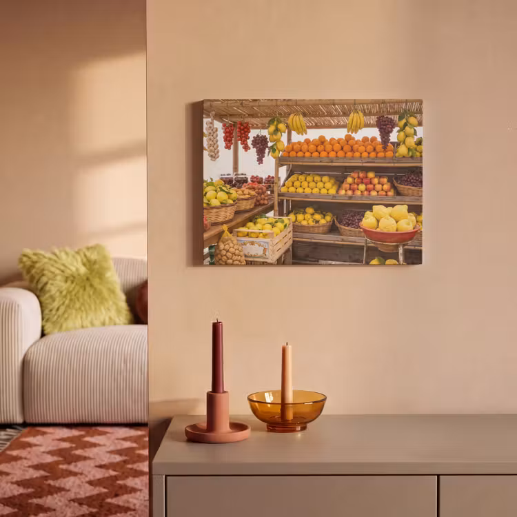 Akoestisch schilderij - Marktkraam - Fruit - Vers - Marktkraam - Fruit - Vers PET vilt klein