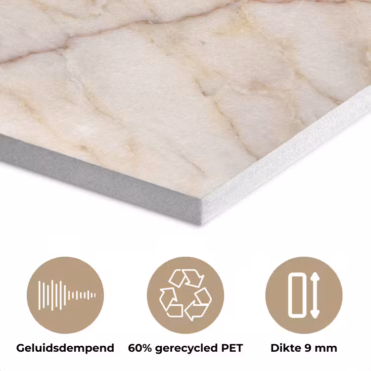 Marmer - Ader - Abstract - Wit - Goud PET vilt klein -closeup_NL