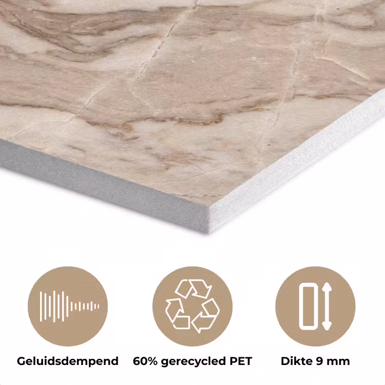 Marmer - Aderen - Textuur - Beige - Modern PET vilt klein -closeup_NL