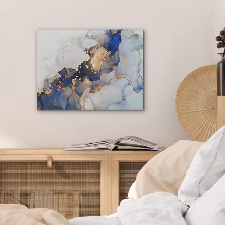 Marmer - Blauw - Goud PET vilt klein -sfeer3