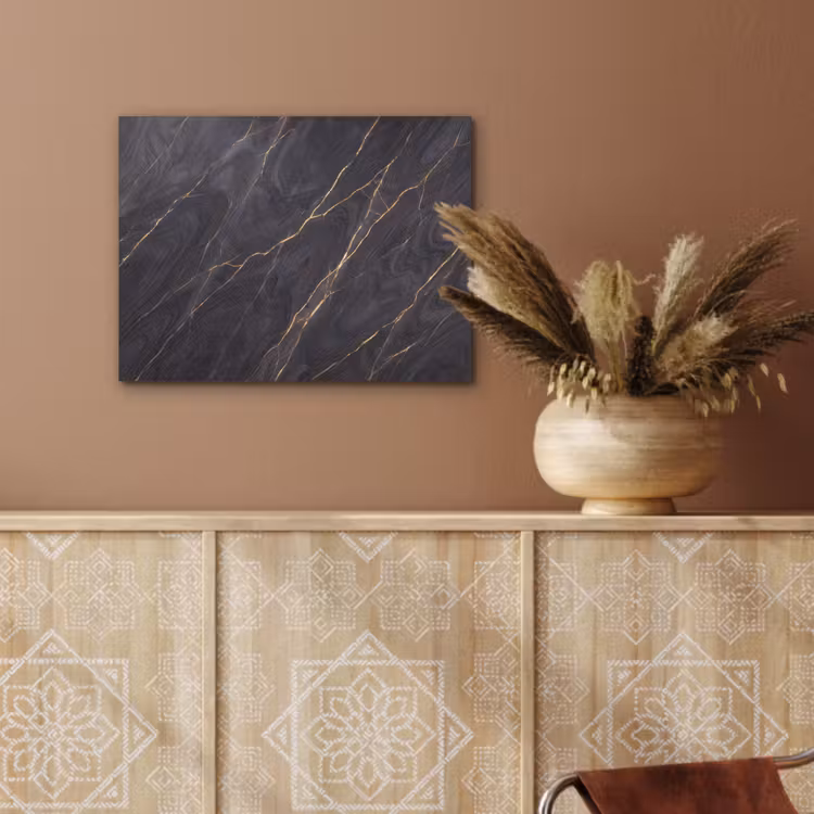 Marmer - Goudaders - Abstract - Modern - Zwart PET vilt klein -sfeer4