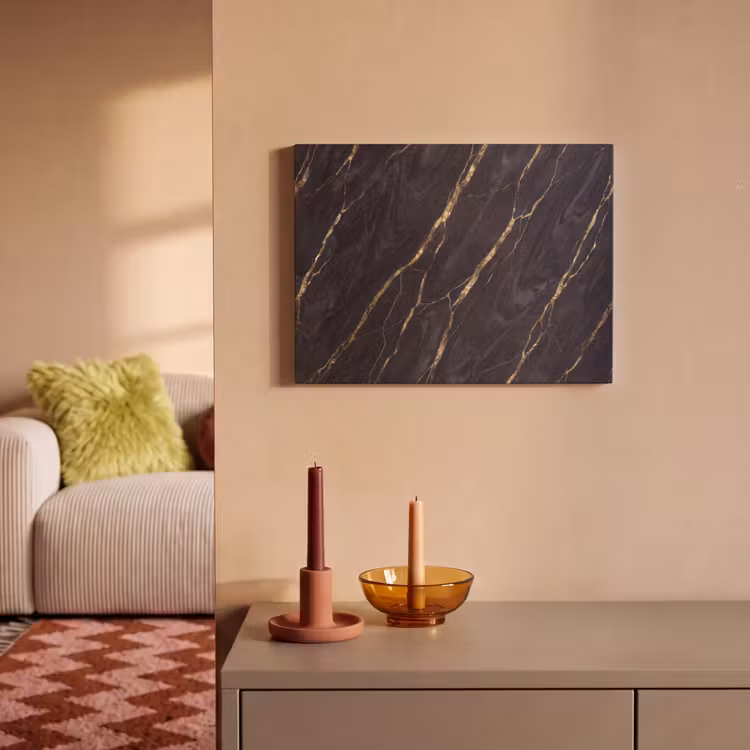 Marmer - Gouden aders - Abstract - Zwart PET vilt klein -sfeer1