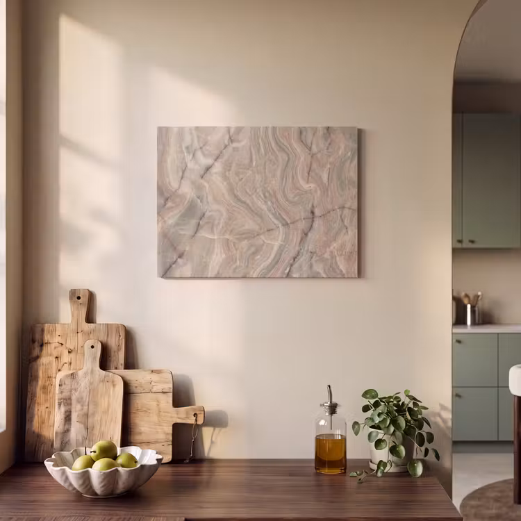 Marmer - Patroon - Abstract - Beige - Groen PET vilt klein -sfeer2
