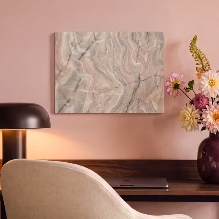Marmer - Patroon - Abstract - Beige - Groen PET vilt klein -sfeer3