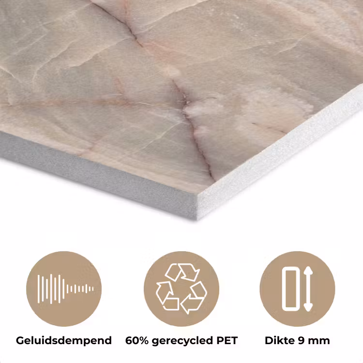 Marmer - Patroon - Abstract - Beige - Groen PET vilt klein -closeup_NL