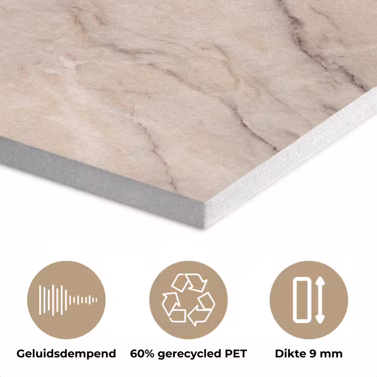 Marmer - Patroon - Abstract - Modern - Beige PET vilt klein -closeup_NL