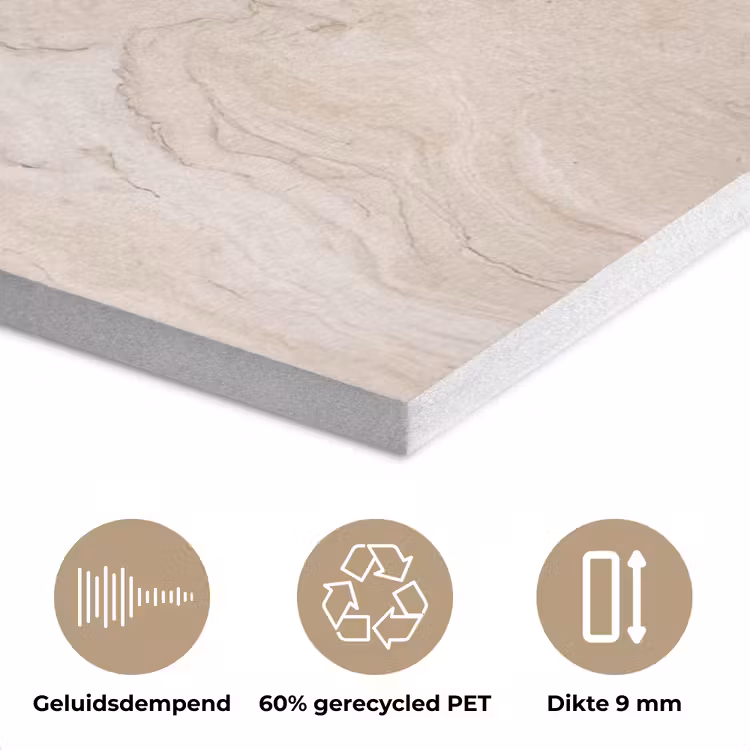 Marmer - Patroon - Beige - Steen - Abstract PET vilt klein -closeup_NL