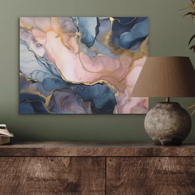 Marmer - Roze - Blauw PET vilt klein -sfeer2