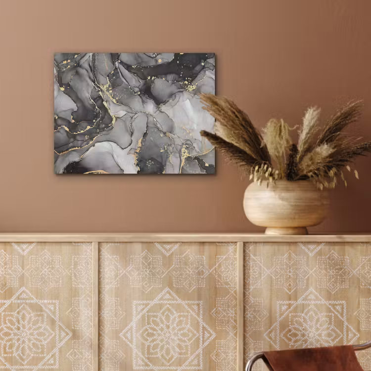 Marmer - Zwart - Goud - Grijs PET vilt klein -sfeer4