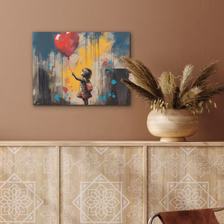 Meisje - Ballon - Hart - Graffiti PET vilt klein -sfeer4
