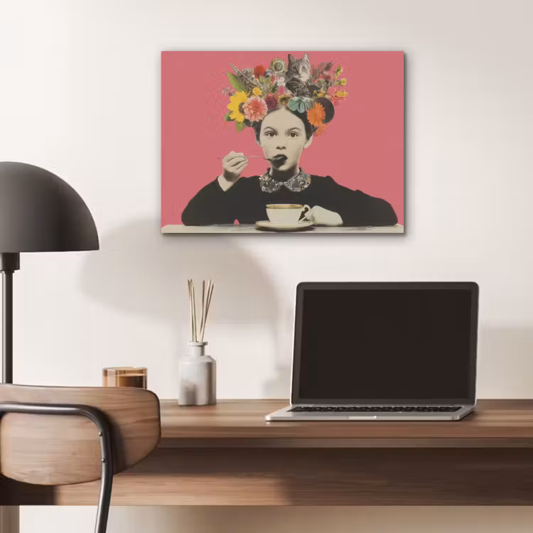 Meisje - Kopje - Bloemen - Roze PET vilt klein -sfeer5