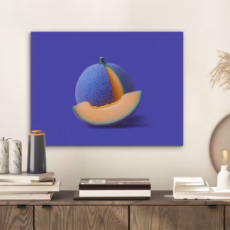 Meloen - Blauw - Oranje - Kunstzinnig PET vilt klein -sfeer1