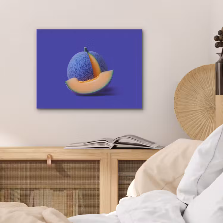 Meloen - Blauw - Oranje - Kunstzinnig PET vilt klein -sfeer3
