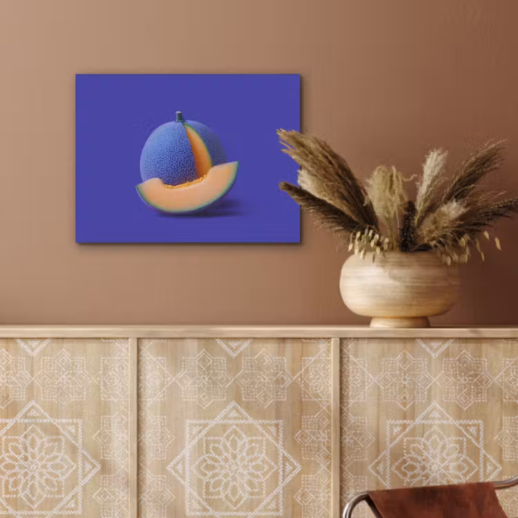 Meloen - Blauw - Oranje - Kunstzinnig PET vilt klein -sfeer4