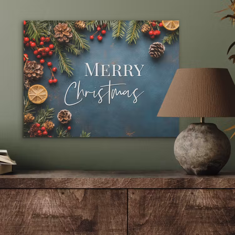Merry Christmas - Blauw - Kerst - Winter PET vilt klein -sfeer2