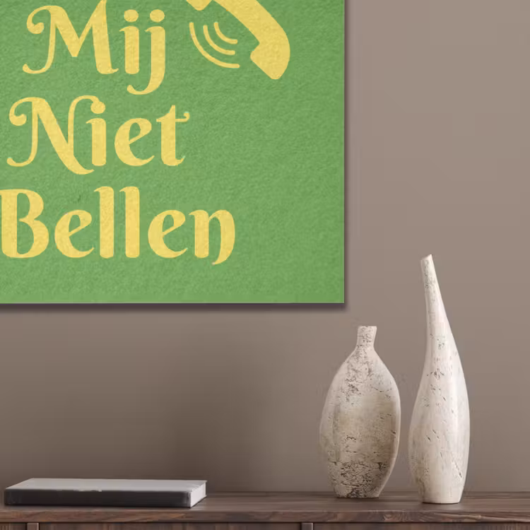 Mij niet bellen - Telefoon - Groen PET vilt klein -sfeer6_closeup