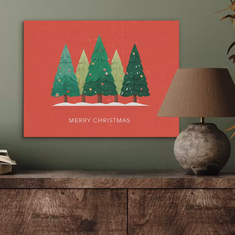 Minimalistisch - Kerstbomen - Rood - Sneeuw PET vilt klein -sfeer2