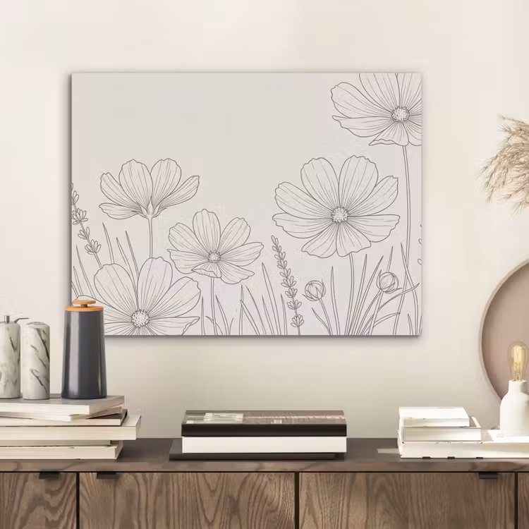 Minimalistisch - Modern - Bloemen - Beige PET vilt klein -sfeer1