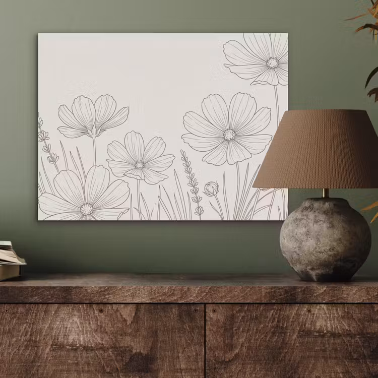 Minimalistisch - Modern - Bloemen - Beige PET vilt klein -sfeer2