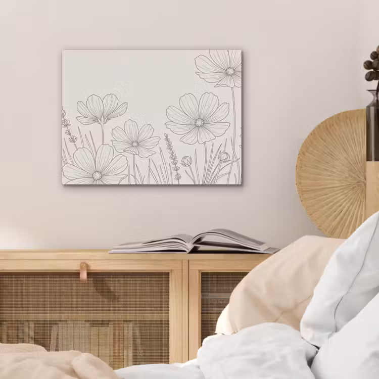 Minimalistisch - Modern - Bloemen - Beige PET vilt klein -sfeer3