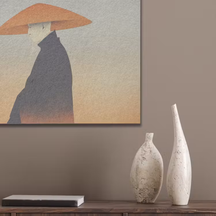 Minimalistisch - Silhouet - Oranje PET vilt klein -sfeer6_closeup