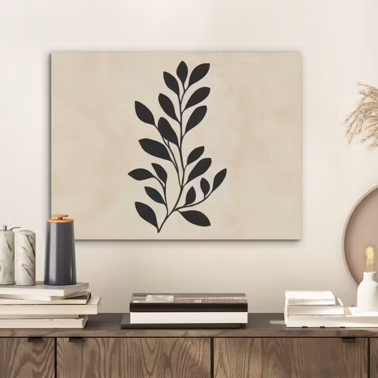 Minimalistisch - Tak - Bladeren - Zwart PET vilt klein -sfeer1
