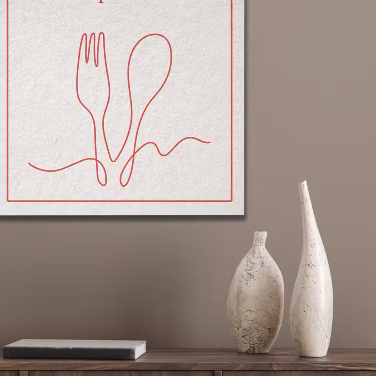 Minimalistisch - Vork - Lepel - Lijntekening PET vilt klein -sfeer6_closeup