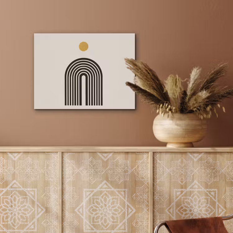 Minimalistisch - Zwarte boog - Gouden cirkel PET vilt klein -sfeer4