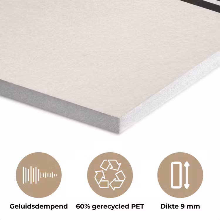 Minimalistisch - Zwarte boog - Gouden cirkel PET vilt klein -closeup_NL