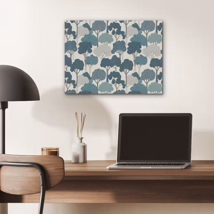 Modern - Bomen - Bos - Patroon - Blauw PET vilt klein 837 -sfeer5