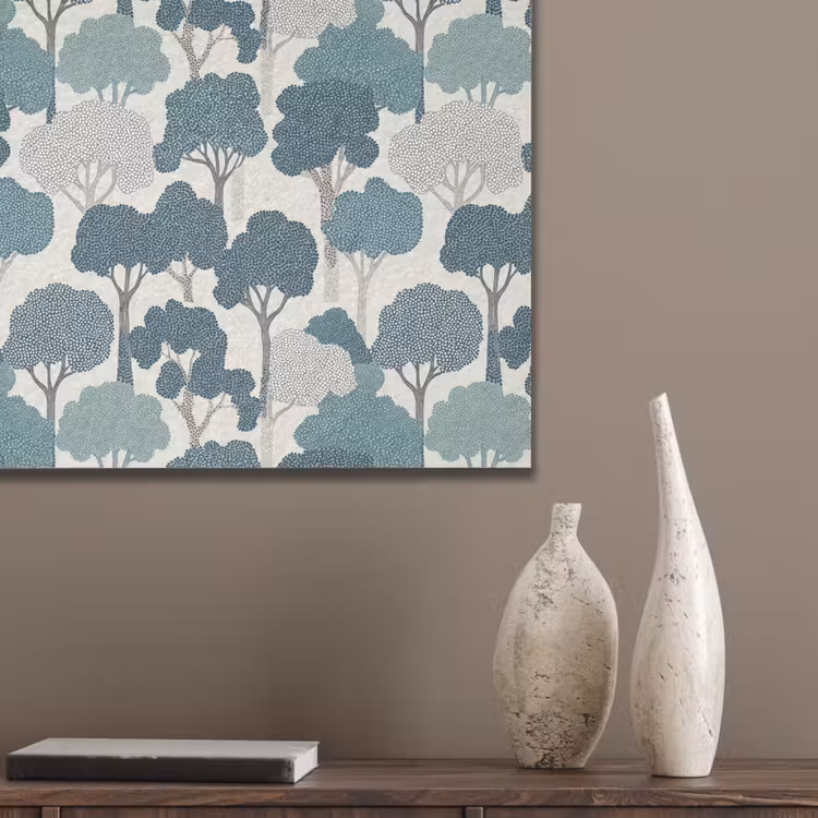 Modern - Bomen - Bos - Patroon - Blauw PET vilt klein 837 -sfeer6_closeup
