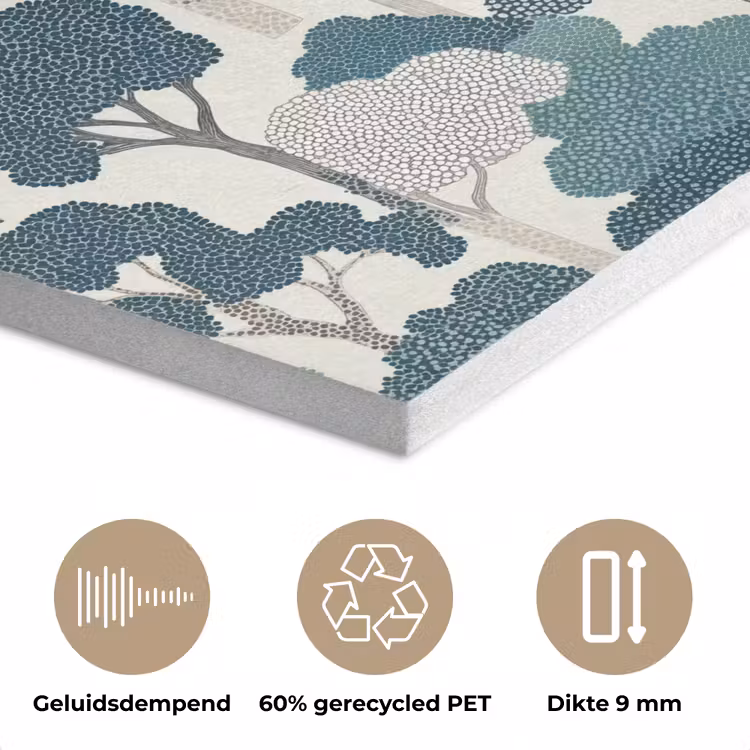 Modern - Bomen - Bos - Patroon - Blauw PET vilt klein 837 -closeup_NL