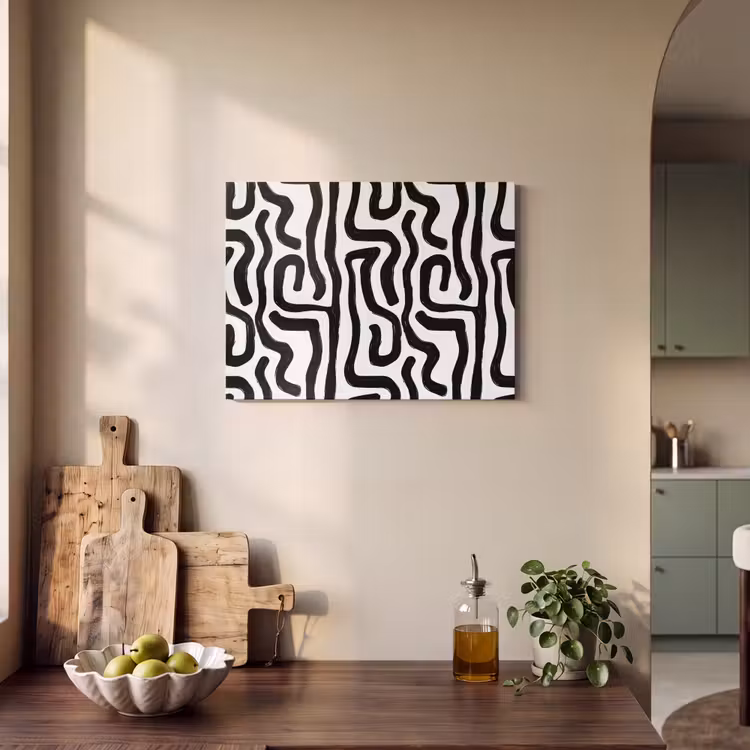 Modern - Lijnen - Zwart PET vilt klein 837 -sfeer2