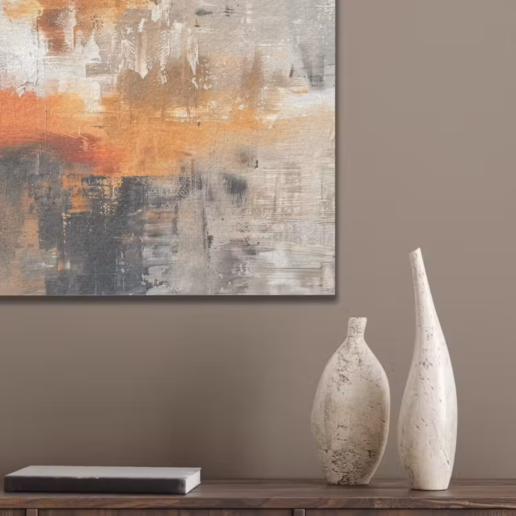 Moderne kunst - Abstract - Goud - Grijs PET vilt klein -sfeer6_closeup