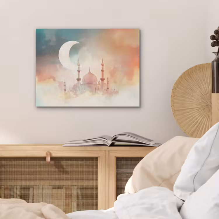 Moskee - Kleurrijke wolken - Arabisch - Ramadan - Islamitische PET vilt klein -sfeer3