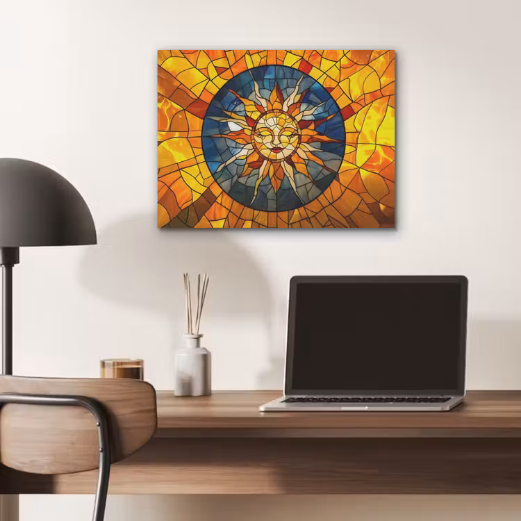 Mozaïek - Zon - Geel - Cirkel PET vilt klein -sfeer5