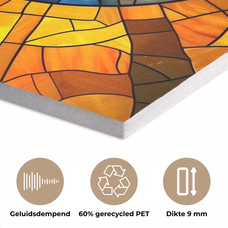 Mozaïek - Zon - Geel - Cirkel PET vilt klein -closeup_NL