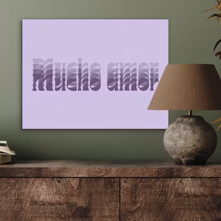 Mucho amor - Paars - Gelaagde letters PET vilt klein -sfeer2