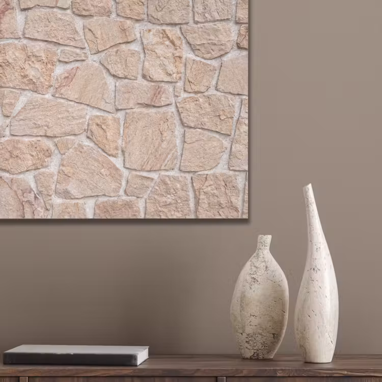 Muur - Steen - Patroon - Rustiek - Beige PET vilt klein -sfeer6_closeup