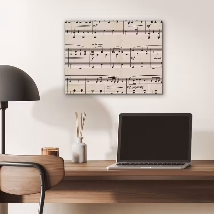 Muzieknotatie - Notenbalken - Kunst - Klassiek - Beige PET vilt klein -sfeer5