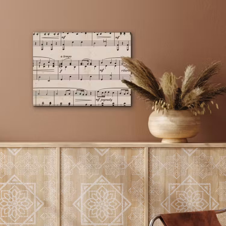 Muzieknotatie - Notenbalken - Kunst - Klassiek - Beige PET vilt klein -sfeer4