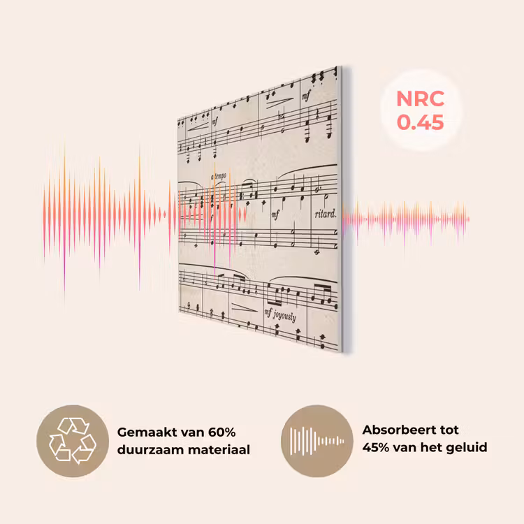 Muzieknotatie - Notenbalken - Kunst - Klassiek - Beige PET vilt klein -USP_NL