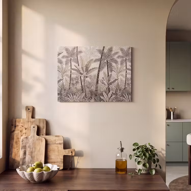 Natuur - Bladeren - Landschap - Mozaïek - Beige PET vilt klein -sfeer2